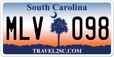 SC license plate MLV098