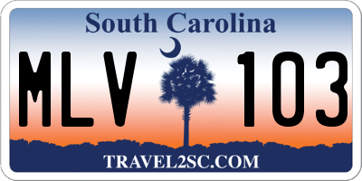 SC license plate MLV103