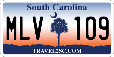 SC license plate MLV109