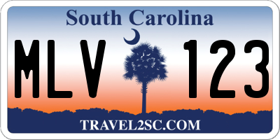 SC license plate MLV123