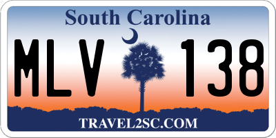 SC license plate MLV138