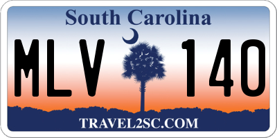 SC license plate MLV140