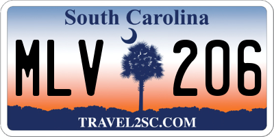 SC license plate MLV206