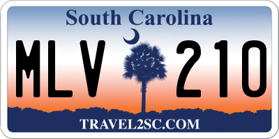 SC license plate MLV210