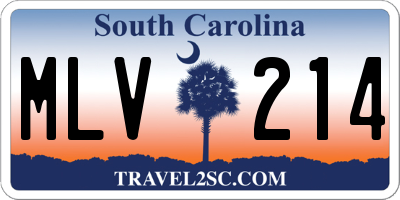 SC license plate MLV214