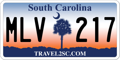 SC license plate MLV217