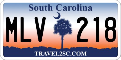 SC license plate MLV218