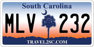SC license plate MLV232