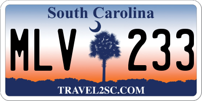 SC license plate MLV233