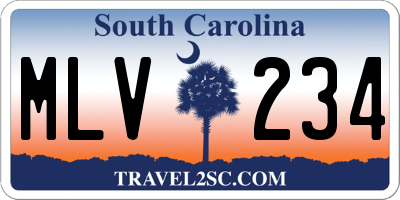 SC license plate MLV234