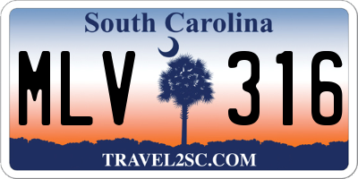 SC license plate MLV316