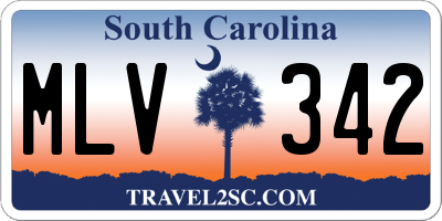 SC license plate MLV342