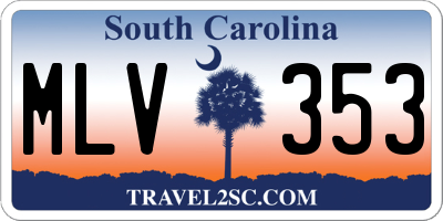 SC license plate MLV353