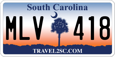 SC license plate MLV418
