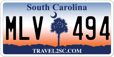 SC license plate MLV494