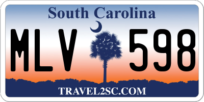SC license plate MLV598