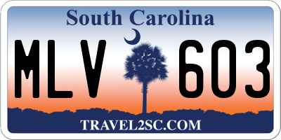 SC license plate MLV603