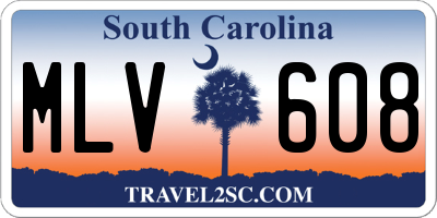 SC license plate MLV608