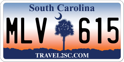 SC license plate MLV615