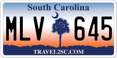 SC license plate MLV645