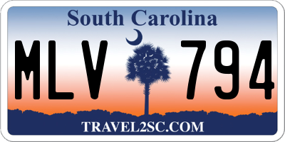 SC license plate MLV794