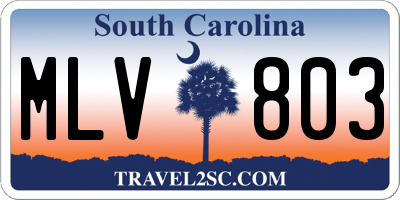 SC license plate MLV803