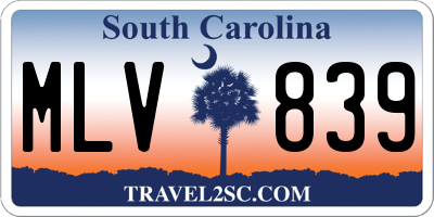 SC license plate MLV839