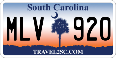 SC license plate MLV920