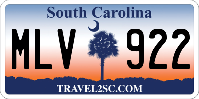 SC license plate MLV922
