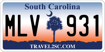 SC license plate MLV931