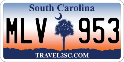 SC license plate MLV953