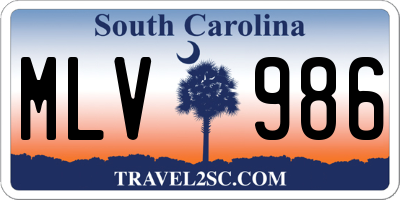 SC license plate MLV986