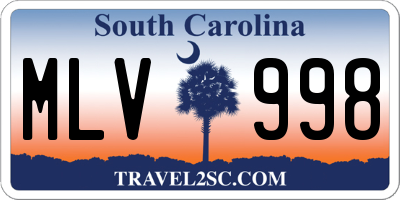 SC license plate MLV998