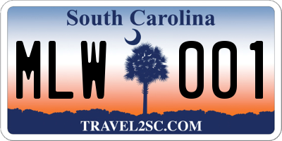 SC license plate MLW001