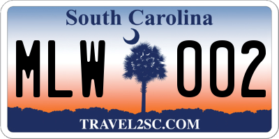 SC license plate MLW002