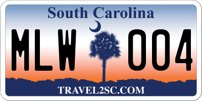 SC license plate MLW004