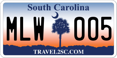 SC license plate MLW005
