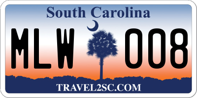 SC license plate MLW008
