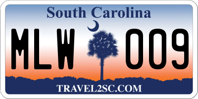 SC license plate MLW009