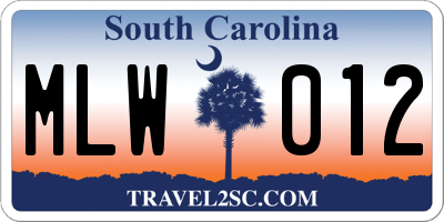 SC license plate MLW012