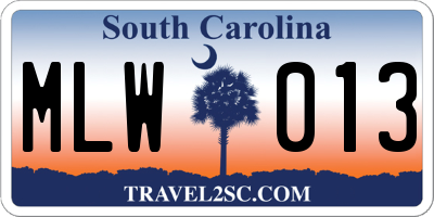 SC license plate MLW013