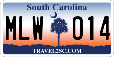 SC license plate MLW014