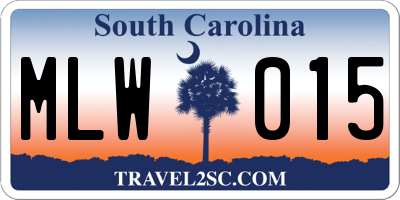 SC license plate MLW015