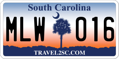 SC license plate MLW016