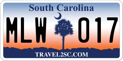SC license plate MLW017