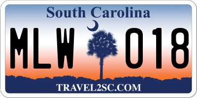 SC license plate MLW018