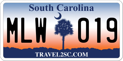 SC license plate MLW019
