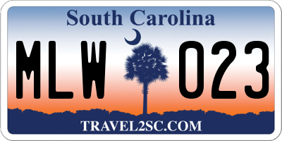 SC license plate MLW023