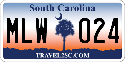 SC license plate MLW024