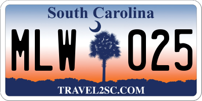SC license plate MLW025